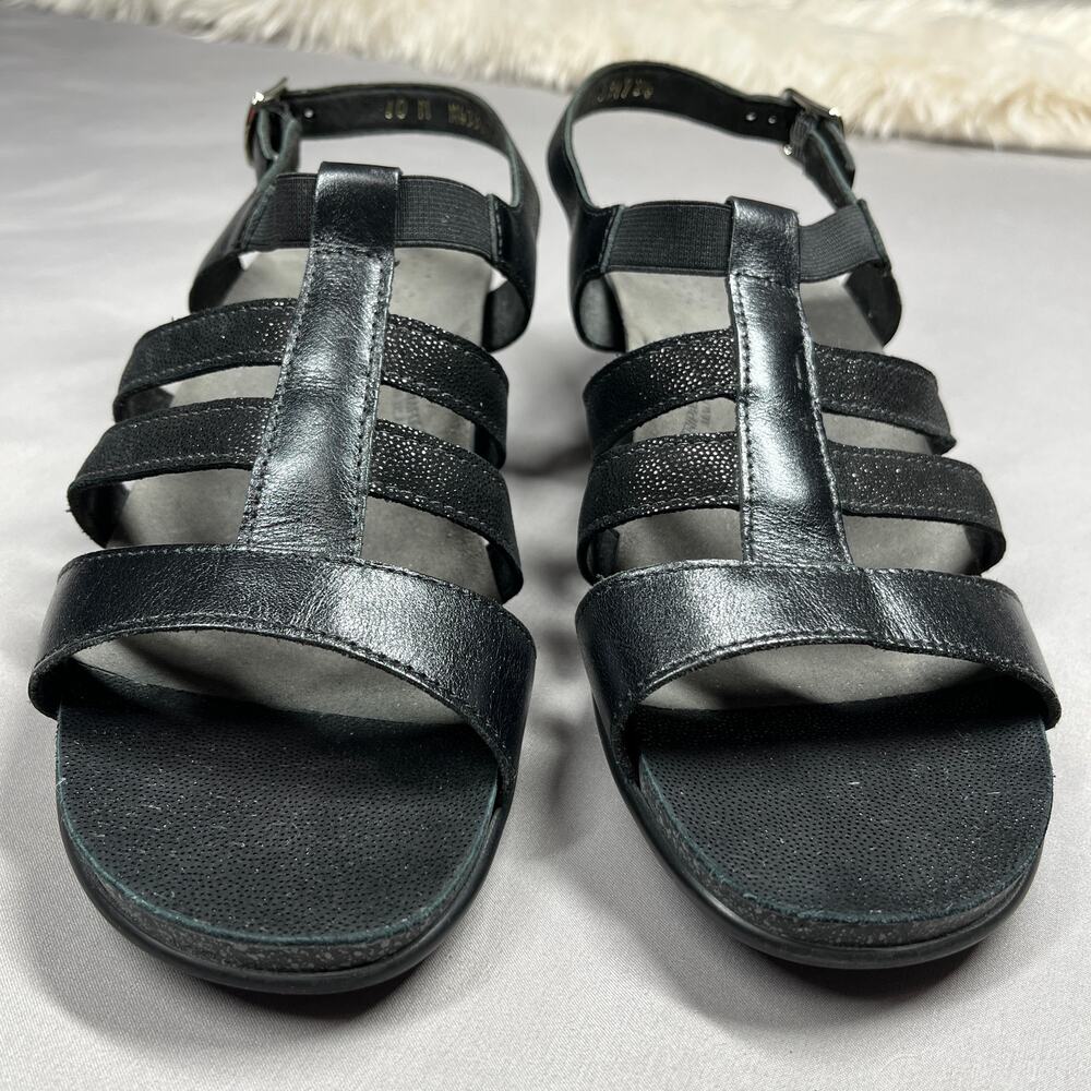 SAS Sandals Black Womens Size 10M Allegro Heel Strap Shoes Leather Comfort - Picture 9 of 16